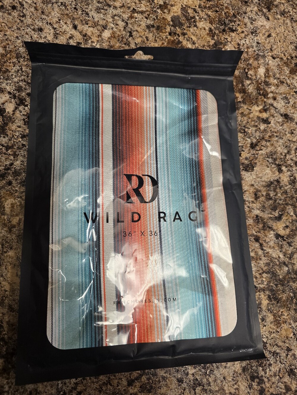 Wild Rag 36x36 Turquoise & Coral Striped Scarf